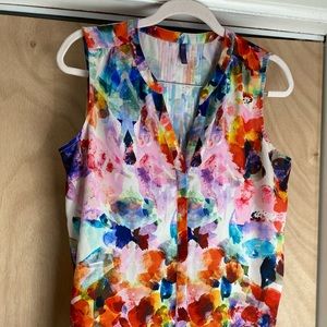 NYDJ sleeveless watercolor print top